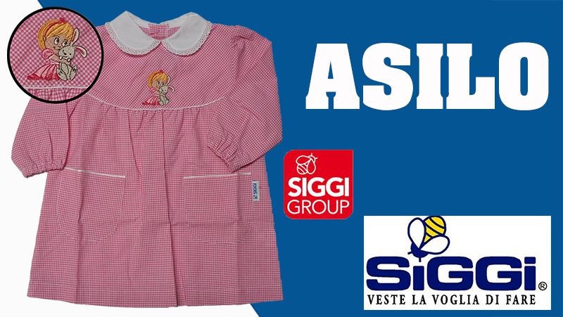 GREMBIULE ASILO NIDO BAMBINA SIGGI 33GR3259 QUADRETTO BIANCO-ROSA -  Prodotti per l'infanzia a Corleone