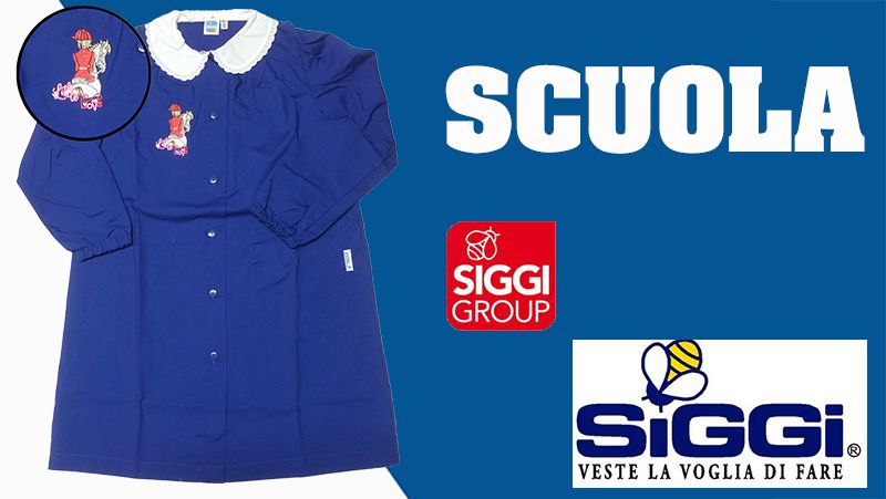 GREMBIULE SCUOLA ELEMENTARE BAMBINA SIGGI 33GR3289 BLUETTE - Prodotti per  l'infanzia a Corleone