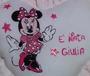 FIOCCO NASCITA BIMBA A CUORE ROSA IN PITTURA MINNIE COD.02 - immagine 2